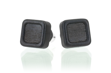 Square wood ear rings, wood earrings, Ebony wood.