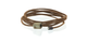 Wood bracelet. Verawood with brown cotton cord wrap. Logo shown.