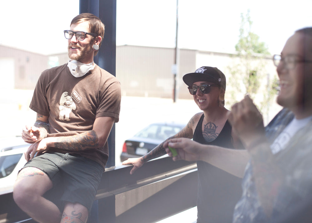 Omerica Organic crew members hanging out together. 