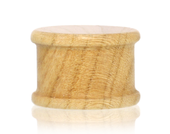 Ear gauge flat flare wearing style. 