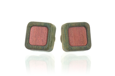 Square wood ear rings, wood earrings, Ebony wood.