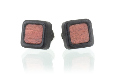 Square wood ear rings, wood earrings, Ebony wood.