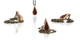 Rain drop pendants. Bronze metal with Bloodwood inlay. 