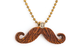 Mustache pendant. Made i Cocobolo wood with bronze hardware.