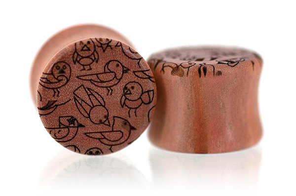 Pink Ivory Birds and Bees Plugs