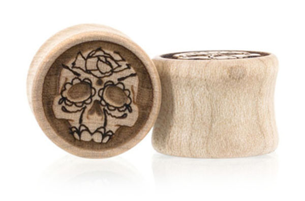 Day Of The Dead Plugs - Curly Maple