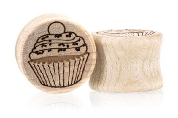 Happiness Cupcake Plugs - Curly Maple