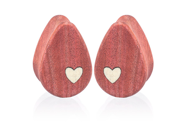 Side Heart Teardrop Plugs -Pink Ivory