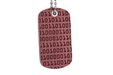 Binary Code Dog Tag - Pink Ivory